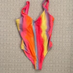 Pink Lily Rainbow Tie-Dye One-Piece Swimsuit - Multicolor